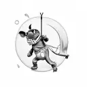 stitch riding Onewheel  tattoo design idea