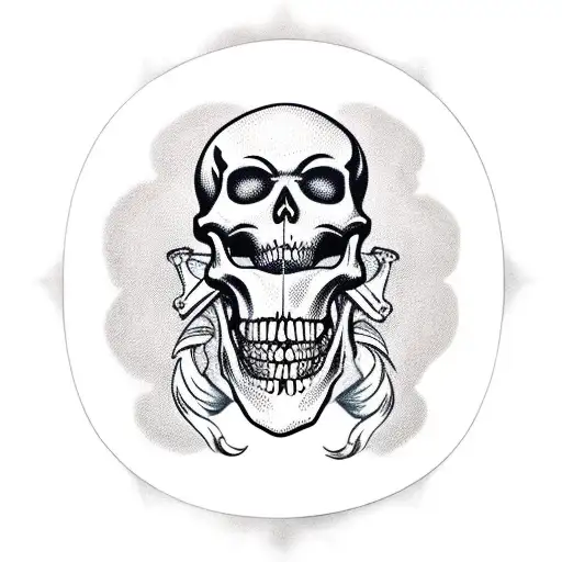 pirate skeleton with treasure  tattoo design idea