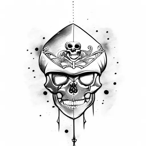 pirate skeleton underwater  tattoo design idea