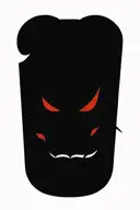 dragon with fangs and red eyes surrounded and flames coming out of it with fangs  tattoo design idea