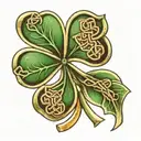 3 leaf clover outlined with a Celtic knot, with green leaves and metal knot, no more than 3 leaves tattoo design idea