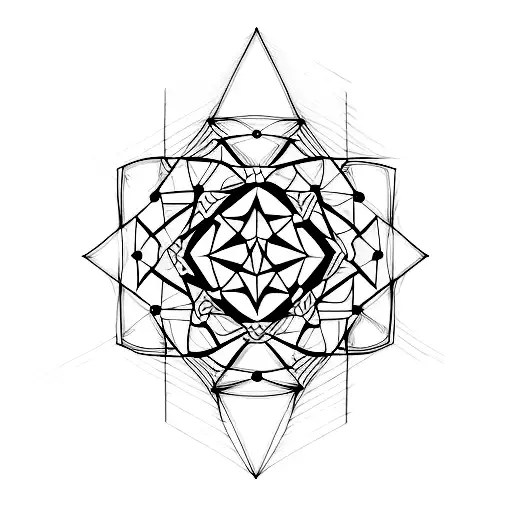 Create a tattoo inspired by mathematical visualisation, using geometric shapes and patterns in a minimalist style tattoo design idea