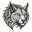 half lion and half wolf head tattoo design idea