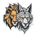 half lion and half wolf head tattoo design idea