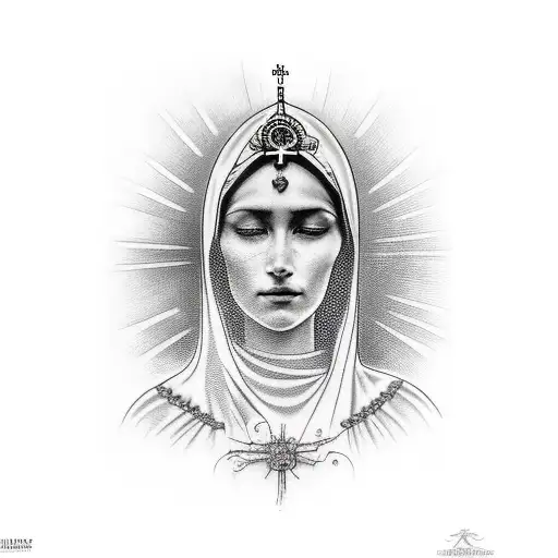 our lady of fatima tattoo design idea