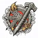 thor's hammer tattoo design idea