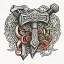 thor's hammer tattoo design idea