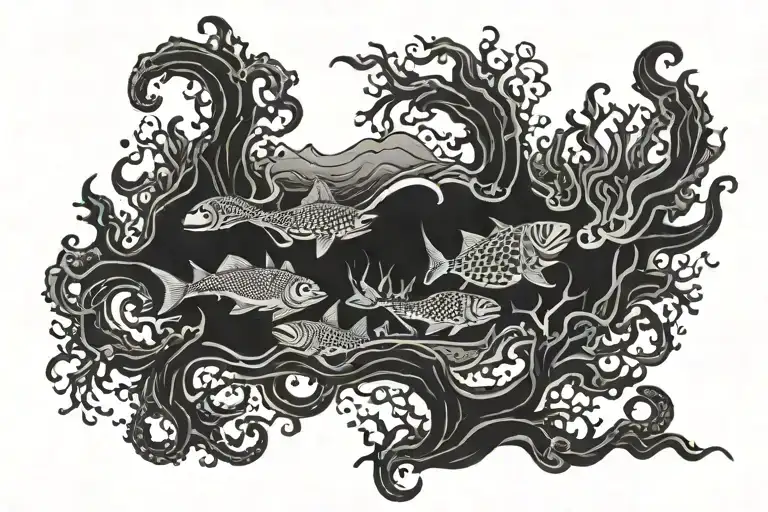Ocean floor tattoo design idea