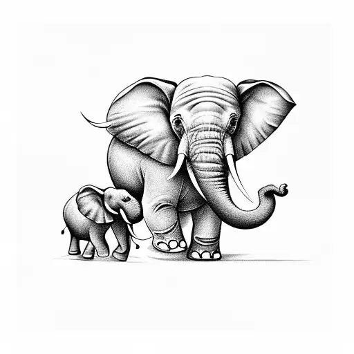 A smiling elephant representing strength and resilience in the face of depression and anxiety tattoo design idea