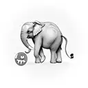 A minimalist black and grey elephant with a smiley face, symbolizing finding happiness amidst struggles with depression and anxiety tattoo design idea