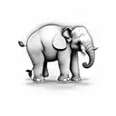 A minimalist black and grey elephant with a smiley face, symbolizing finding happiness amidst struggles with depression and anxiety tattoo design idea