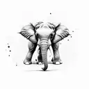 A minimalist black and grey elephant with a smiley face, symbolizing finding happiness amidst struggles with depression and anxiety tattoo design idea