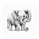 A smiling elephant representing strength and resilience in the face of depression and anxiety tattoo design idea