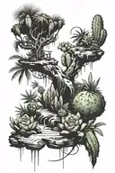 island with cactus instead of palm three  tattoo design idea