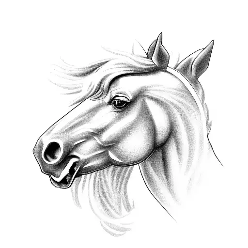 mustang horse, mustang car, field tattoo design idea
