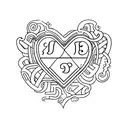 a heart outline with the letters J,D and L included in the outline  tattoo design idea