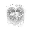 a heart outline with only one line  with the letters J,D and L included in the outline  tattoo design idea