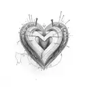 a heart outline with only one line  with the letters J,D and L included in the outline  tattoo design idea