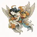 Japanese angel tattoo design idea