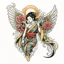 Japanese angel tattoo design idea