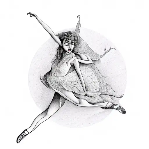 nymphs dancing lines tattoo design idea