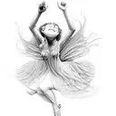 nymphs dancing lines tattoo design idea