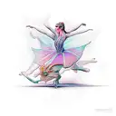 nymphs dancing lines tattoo design idea