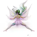 nymphs dancing lines tattoo design idea