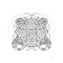 circle of witches dancing lines Black and white tattoo design idea