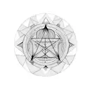 circle of witches dancing lines Black and white tattoo design idea