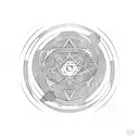 circle of witches dancing lines Black and white tattoo design idea