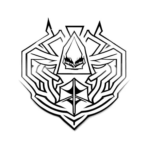 assasins creed logo, forest tattoo design idea