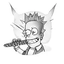 Dotwork portrait of Bart Simpson with a skateboard tattoo design idea
