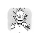 Dotwork portrait of Bart Simpson with a skateboard tattoo design idea