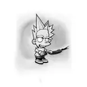 Dotwork portrait of Bart Simpson with a skateboard tattoo design idea