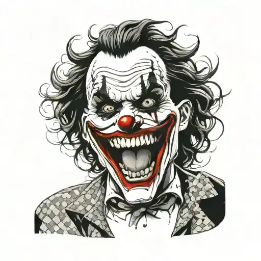 A joker tattoo with his HaHaHa tattoo design idea