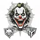 A joker tattoo with his HaHaHa tattoo design idea