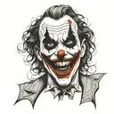 A joker tattoo with his HaHaHa tattoo design idea