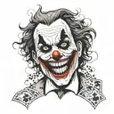 A joker tattoo with his HaHaHa tattoo design idea