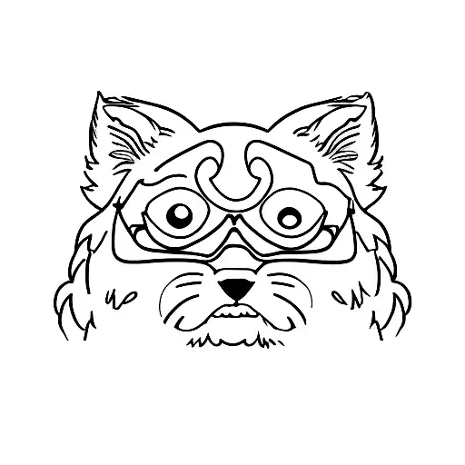 A minimalist tattoo of a dog and a cat watching anime together tattoo design idea