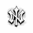 New York Yankees logo in American traditional tattoo design idea