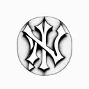 New York Yankees logo in American traditional tattoo design idea