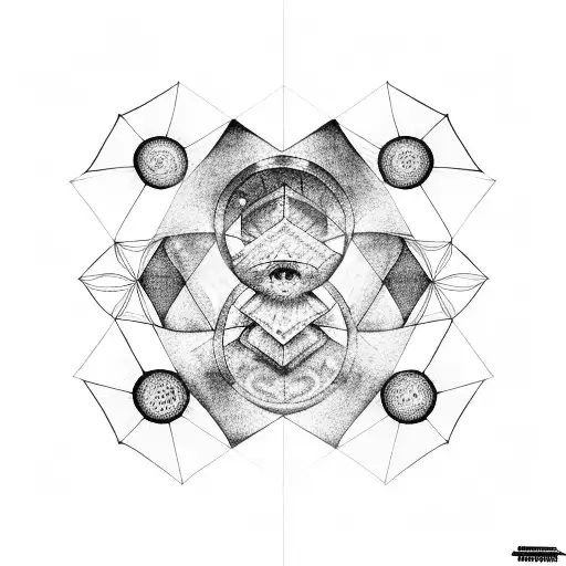 hexagon with black hole in it tattoo design idea
