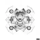 hexagon with black hole in it tattoo design idea