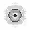 hexagon with black hole in it tattoo design idea