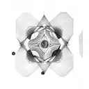 hexagon with black hole in it tattoo design idea