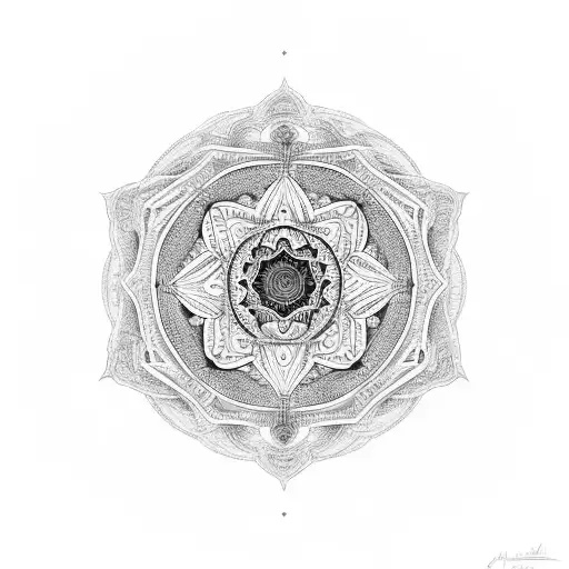 Intricate black-grey mandala symbolizing the balance between highs and lows tattoo design idea