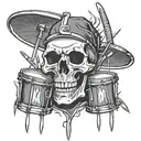 skull with drum sticks tattoo design idea
