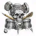 skull with drum sticks tattoo design idea