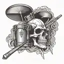 skull with drum sticks tattoo design idea